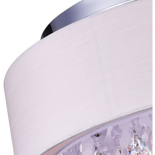 Dash 3 Light 14 inch Chrome Drum Shade Flush Mount Ceiling Light in Off White